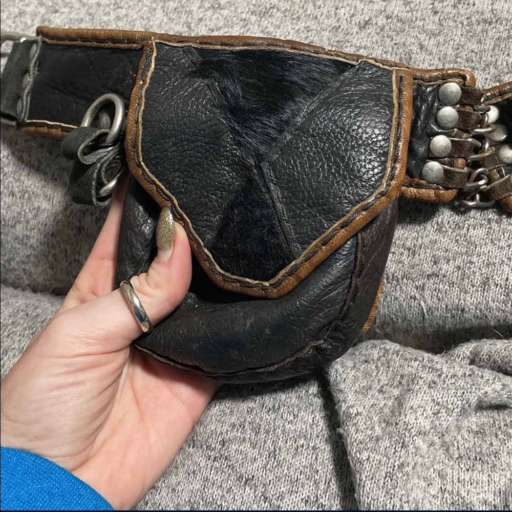 Leather hand made pocket belt - Picture 2 of 4